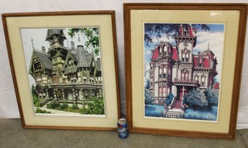 2 Framed & Matted Prints Of  Mansions By Lawrence R. McKee (76)