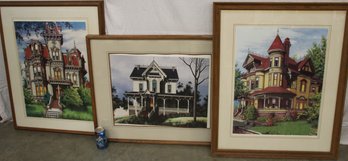 3 Framed & Matted Prints Of  Mansions By Lawrence R. McKee  (77)