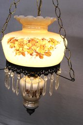 Vintage Hand Painted Electric Lamp W/shade, Font & Prisms, 13'x 21'Hhanging   (78)