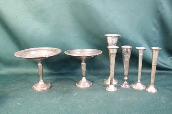 Sterling Compotes And 5 Sterling Bud Vases  (79)