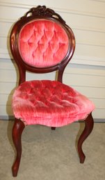 Vingtage Walnut Button & Tufted Upholstered Ladies Side Chair , 38'H   (7)