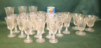 Another Lot Of Libby Glass Stems  - 3@ 5' Goblets, 4 Small Sherbets, 19 Cordials (7)
