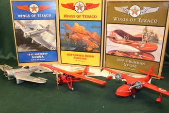 3 Die Cast' Wings Of Texaco'  Airplanes (2 Coin Banks), Original Boxes (80)