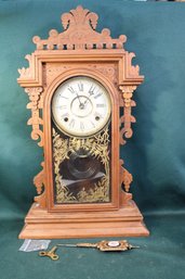 Walnut Gingerbread Shelf Clock, With Pendulum 7 Key, Non Working13'x 5'x 22'  (80)