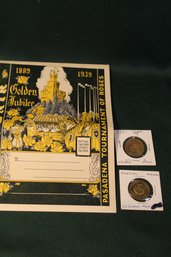 1939 Tournament Of Roses Folio, 2 1939 Expo World's Fair Pontiac Medals By General Motors  (80)