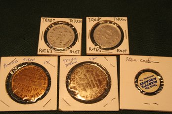 Antique 5  Merchant Trade Tokens - 2@ 1915 & 1916) & 1971 Cent  (81)