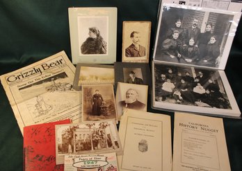 8 B&W Photos, 1924 & 1930 Calif History Booklets, 1920 Grizzly Bear Magazine & Poetry Book  (82)