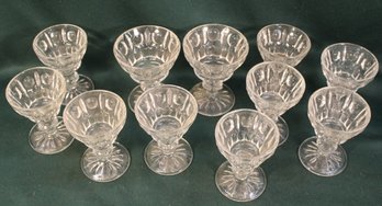 2 Large & 9 Smaller Clear Pressed Glass Sherbets     (8)