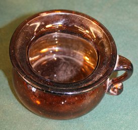 Antique Mold Blown Brown Handled Glass Personal Spittoon  (90)