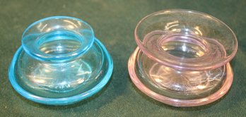 Rare 2 Antique Lady's Personal Glass Spittoons  (91)