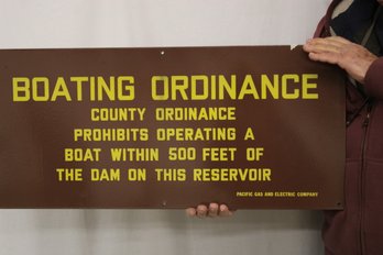 Vintage Porcelain 'Boating Ordinance'  By PG&E Metal Sign, 31'x 14'    (93)
