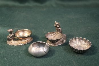 Rare Antique 4 Silverplate Salt Cellars - One Marked France (93)