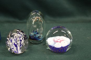 3 Glass Paperweights - One Signed Jerusalem '60, One Millefiori, And One Cracked  (97)