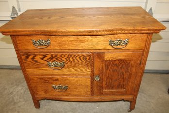Antique Turn Of The Century Oak Commode,  Ca 1880, 34'x 17.5'x 28'H      (9)