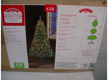 6.5' Pre Lit Madison Artificial Pine Tree, 42'D X 78'H,T-31   (153)