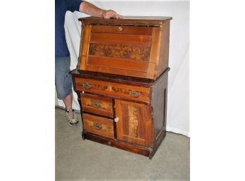 Black Walnut Drop Front Desk With 2 Drawer Interior, Ca 1870,  (70)