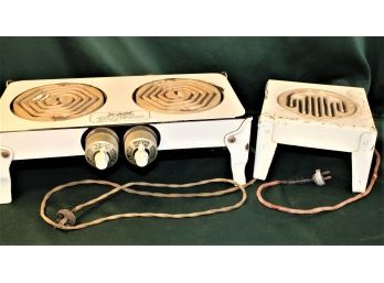 Antique Porcelain Hotpoint 18x 9' 2 Burner Electric Hot Plate & 8x 8' Single Burner Hot Plate  (106)