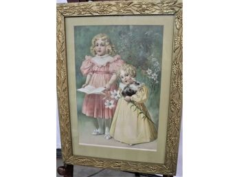 Matted & Ornately Framed Print Of 2 Victorian Girls, McLaughlin Co 1897, 20'x 27'  (203)