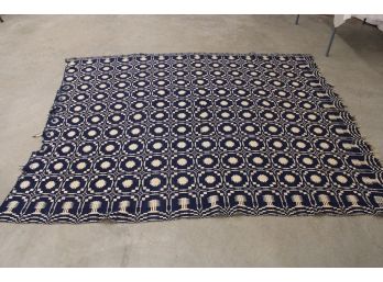 Antique Geometric Coverlet, 70'x 83', Reversible, Has Some Damage As Shown, Ca 1800    (376)