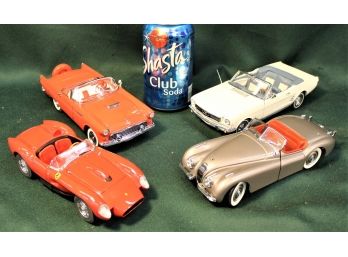 4 Danbury Mint Cars- '56 Ford Thunderbird,  '49 Jaguar XK120, '58 Ferrari, '66 Ford Mustang (49)