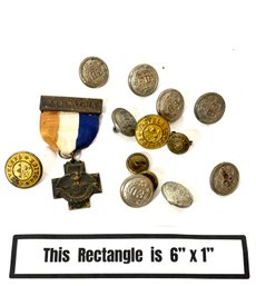 Vintage Police/fire/Military Buttons And Medal