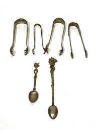 Silver Ice Tongs And Spoons
