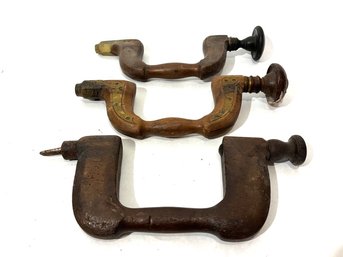 Three Antique Wooden Drills