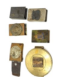 Antique Belt Buckles And Match Box Holders