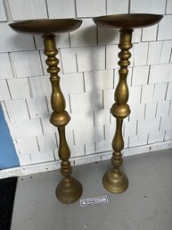 Large Brass Candle Sticks Over 3 Feet Tall