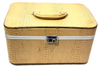 Vintage Snake Like Textured Train Case With Removable Jewelry Tray