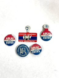 Political Pins Johnson And Adlai