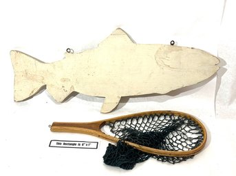 Vintage Fish Sign And Net