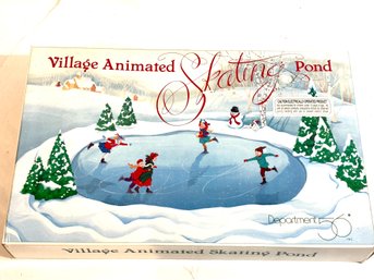 Vintage Department 56 Xmas Village Animated Skating Pond Decoration In Original Box