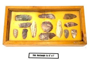 Authentic Arrowheads In Wooden Display Box