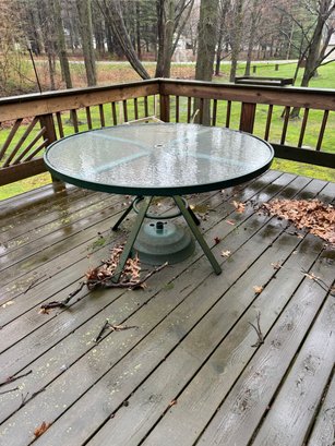 Glass Top Outdoor Umbrella Table