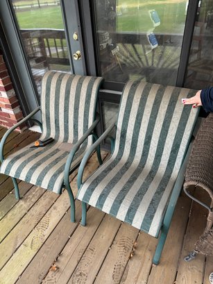 2 Striped Outdoor Chairs