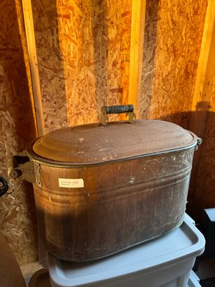 Antique Canco Copper Boiler Lidded Copper Tub Or Wash Tub