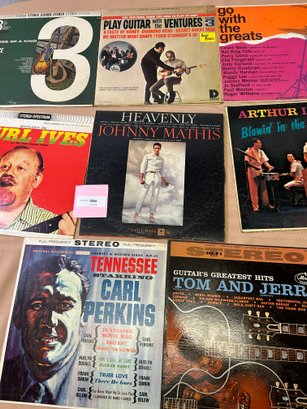 Lot Of 8 Vintage Records - Burl Ives, Carl Perking, Arthur Lyman& MORE!