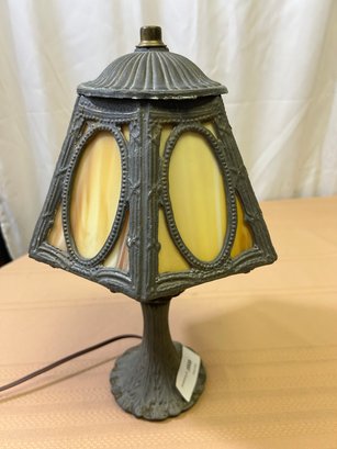 Heavy Vintage Slag Glass Lamp - Working!
