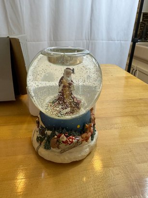 Santa Party Lite Christmas Snow Globe With Tea Lite Candle Holder
