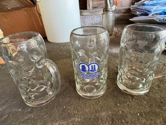 Lot Of Vintage Glass Beer Mugs