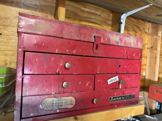 Vintage Alltrade Inc Red Toolbox With Contents