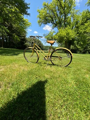 Vintage Yellow Huffy Three Speed Saratoga Bicycle