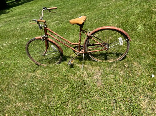 Vintage Amber Brown Huffy Three Speed Saratoga Bicycle