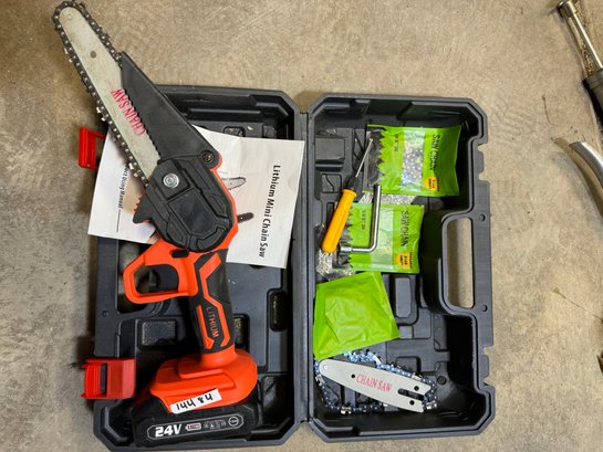 Lithium Mini Chain Saw In Case With Charger! Like New!