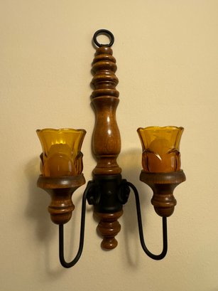 Wall Lot - Pair Of Sconces And Shadowbox With Contents