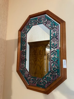Vintage Glass Mirror With Decorative Floral Design