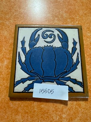 Fantastic Vintage Blue Crab Pottery Tile