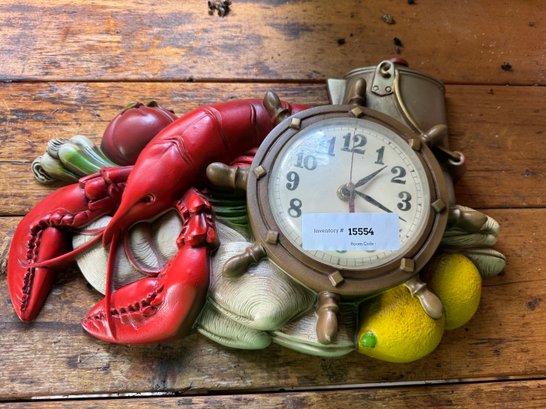 Vintage Burwood Products Company Mid Century Modern Kitchen Lobster Wall Clock