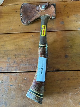 Awesome Vintage Estwing Axe With Stacked Leather Handle, And Sheath